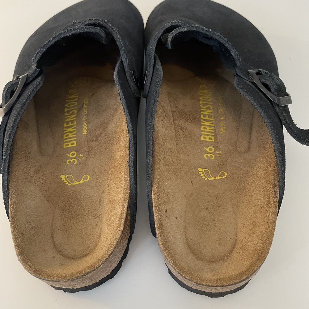 Birkenstock Black Suede Boston Clogs - Picture 6 of 11